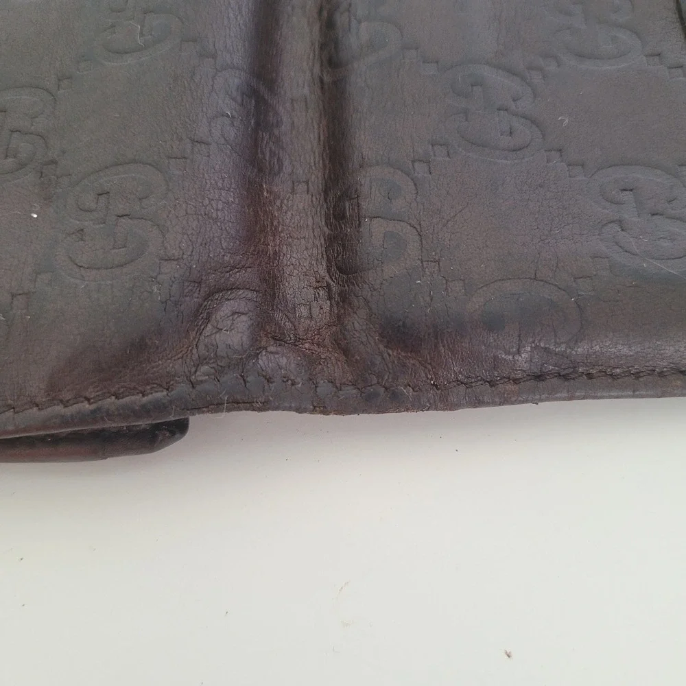 Gucci Guccissima Brown Leather Card Case Wallet GG Monogram 251727-496334 Italy